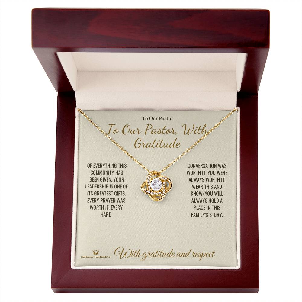 To Our Pastor, With Gratitude - Love Knot Necklace for Pastor