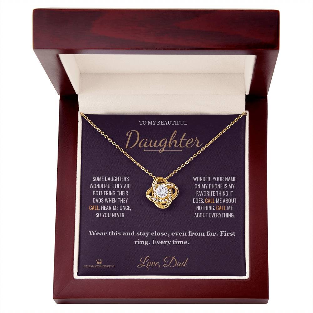 Answer On the First Ring - Love Knot Necklace for Daughter