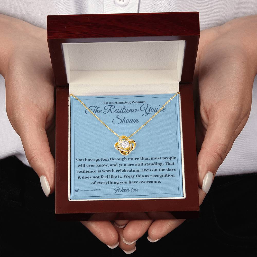 Love Knot Necklace engraved with your own words for her