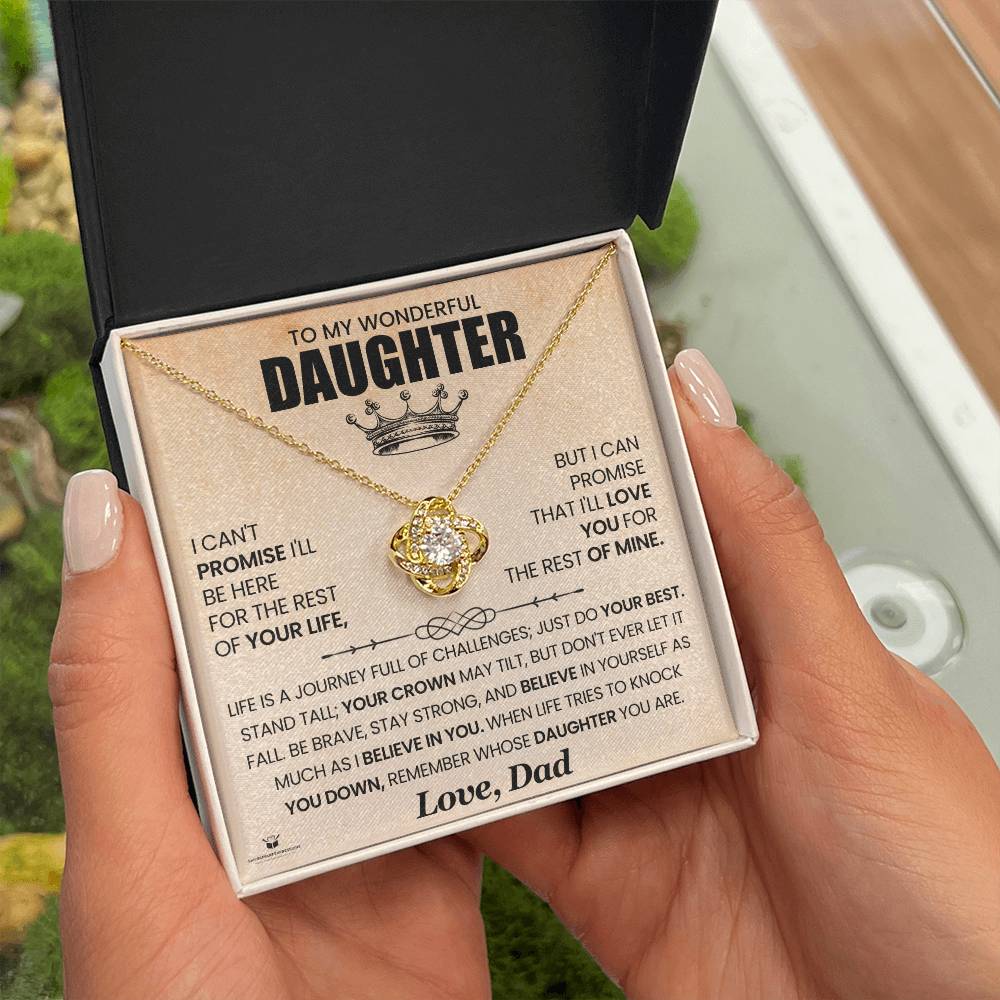 To My Wonderful Daughter - Wear Your Crown Proudly - Love Knot Necklace