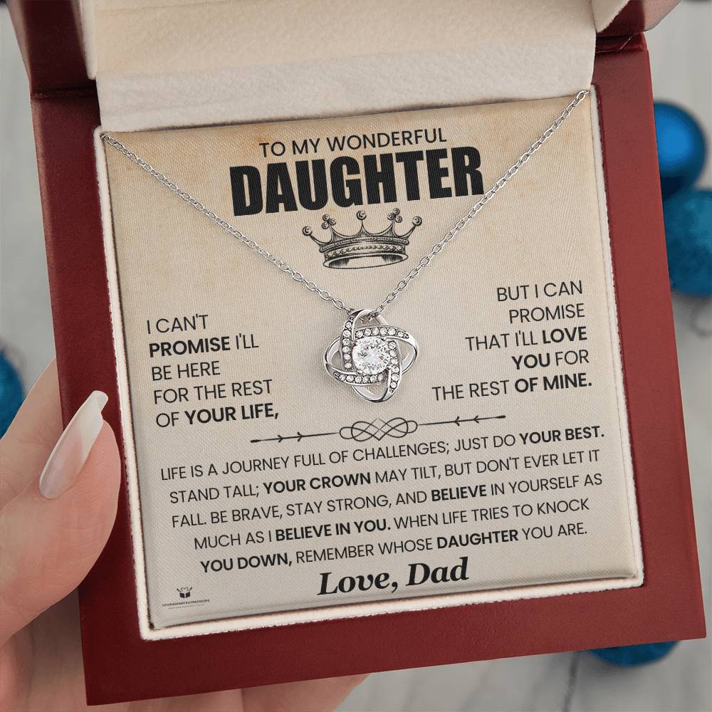To My Wonderful Daughter - Wear Your Crown Proudly - Love Knot Necklace