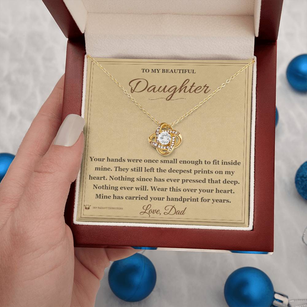 Love Knot Necklace engraved with your own words for daughter