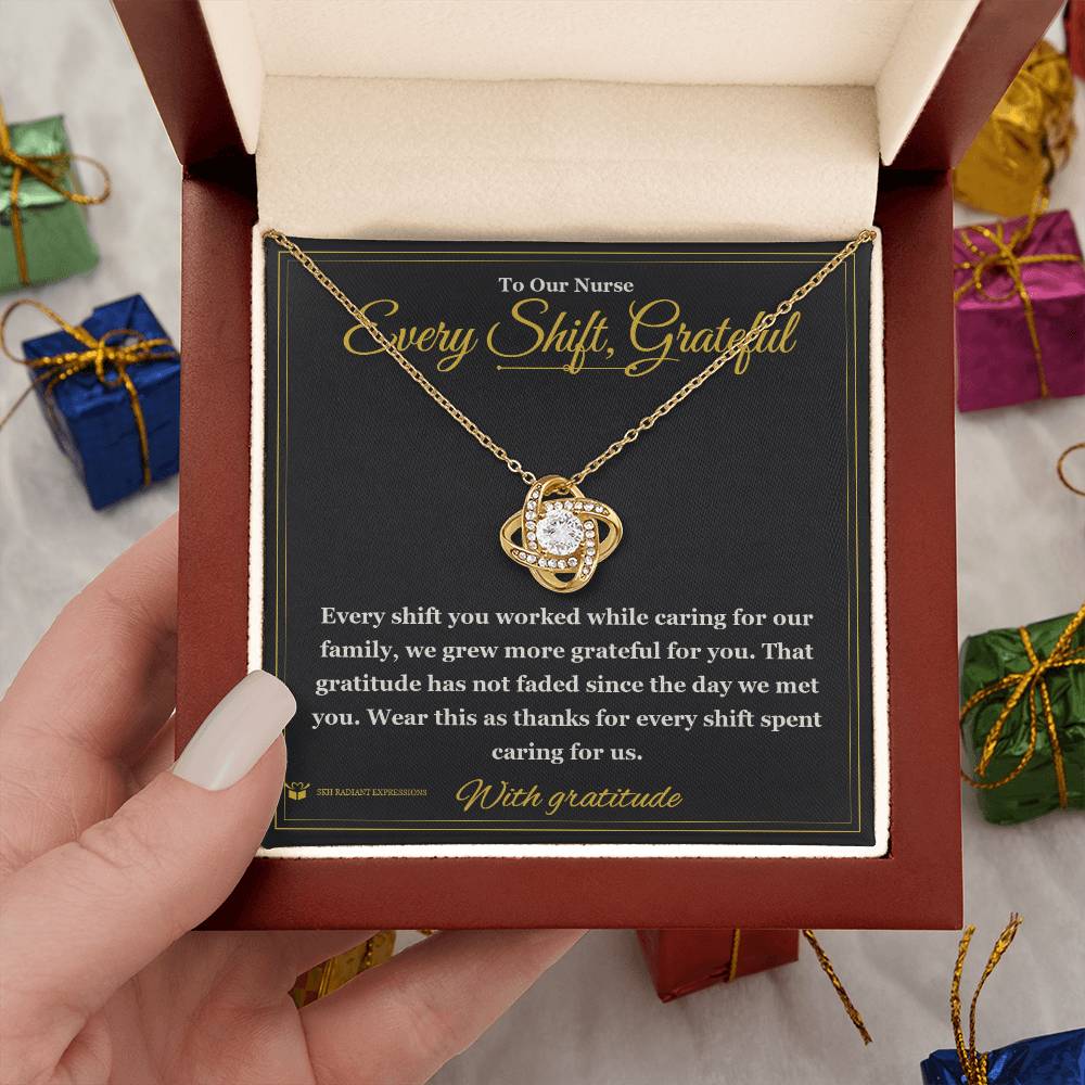 Custom name-personalized Love Knot Necklace gift for nurse