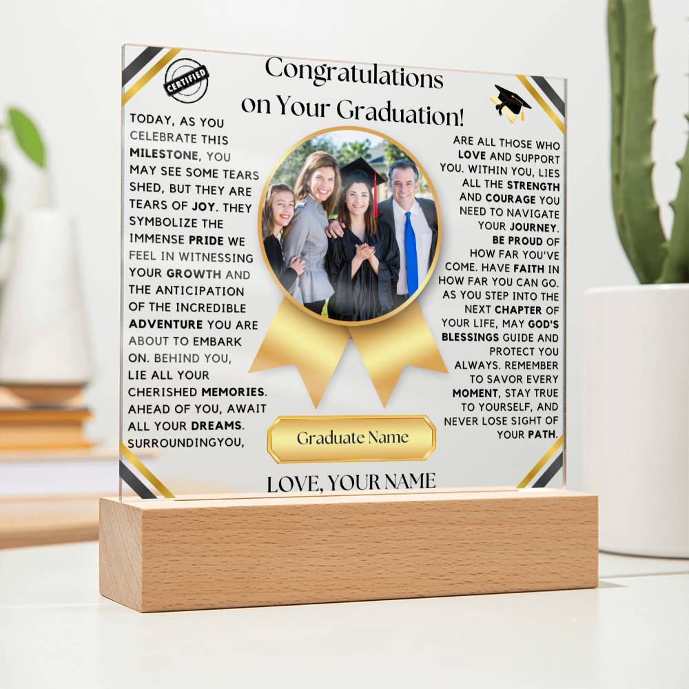 Congratulations on Your Graduation: A Journey of Love and Achievement - Acrylic Lampā¤ļø