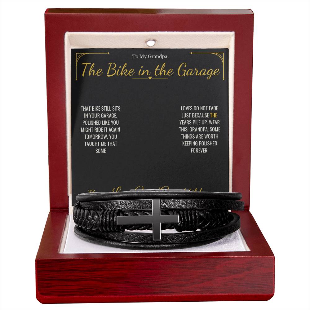 The Bike in the Garage - Men's Cross Bracelet for Grandfather