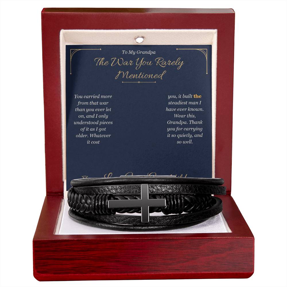 The War You Rarely Mentioned - Men's Cross Bracelet for Grandfather