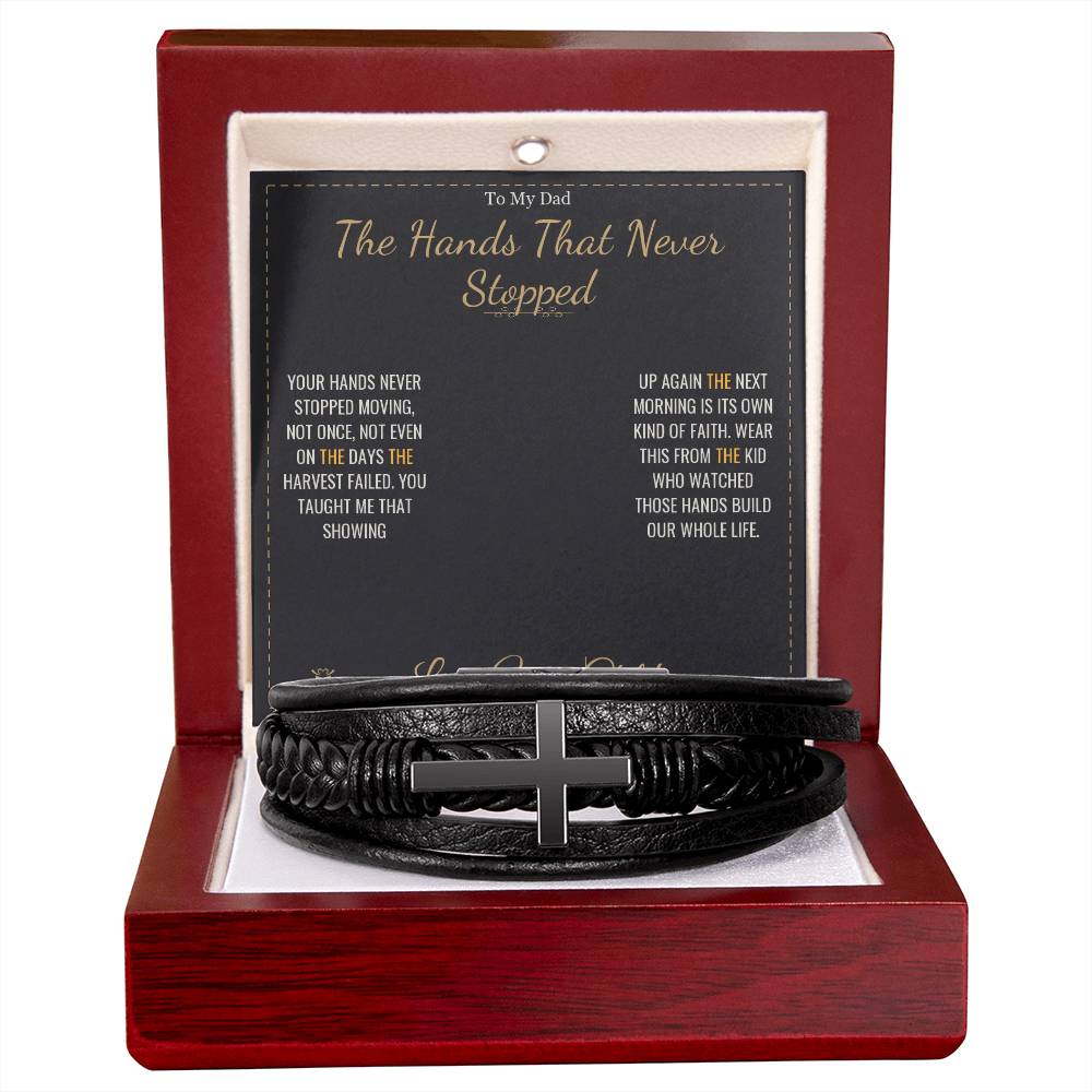 The Hands That Never Stopped - Men's Cross Bracelet for Dad