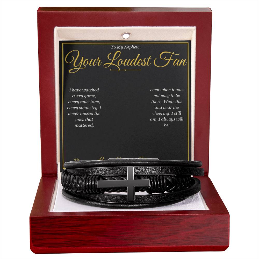 Your Loudest Fan - Men's Cross Bracelet for Nephew