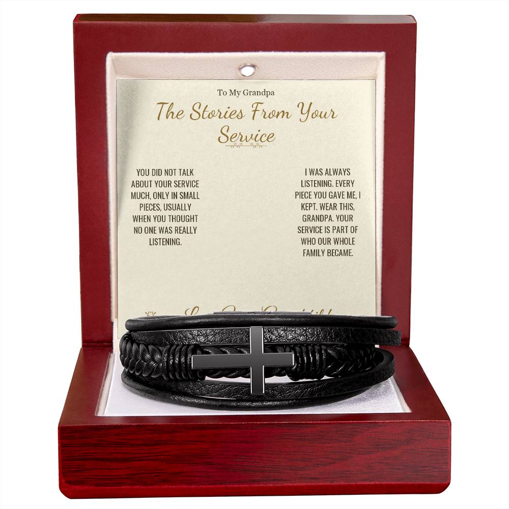 The Stories From Your Service - Men's Cross Bracelet for Grandfather
