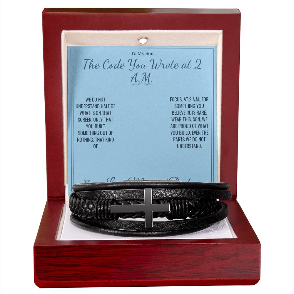 The Code You Wrote at 2 A.M. - Men's Cross Bracelet for Son