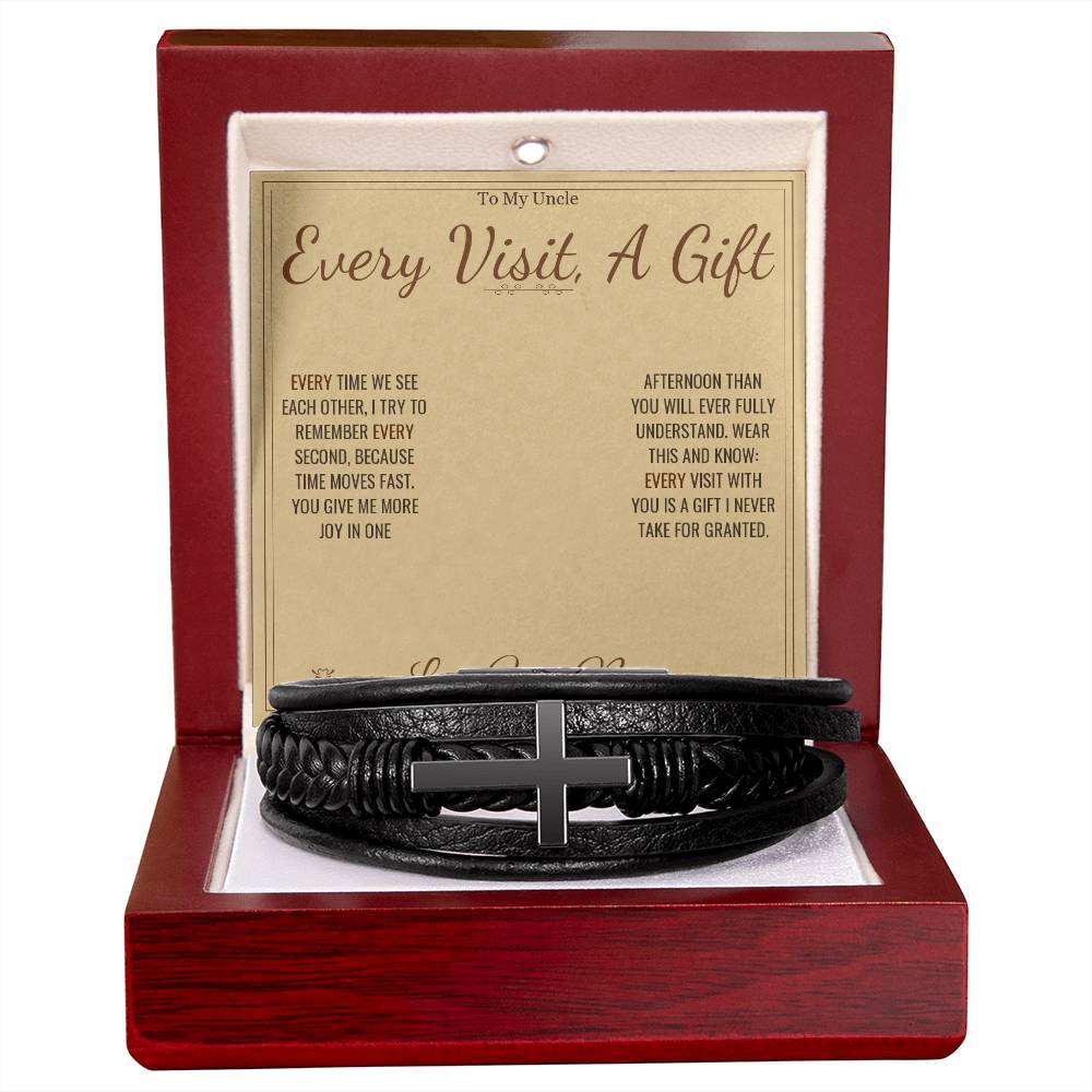 Every Visit, A Gift - Men's Cross Bracelet for Uncle