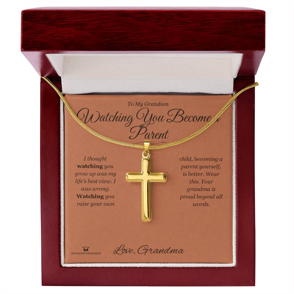 Watching You Become a Parent - Artisan Cross Necklace for Grandson