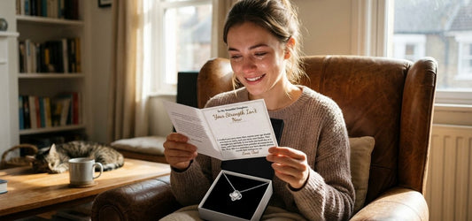 Daughter reading an encouragement card from her mother
