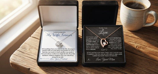 Two wife necklace gift boxes for an anniversary