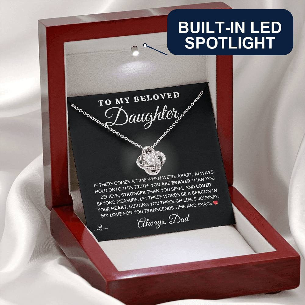 To My Beloved Daughter - Heartfelt Words From Dad - Love Knot Necklace - personalized keepsake gift from SKH Radiant Expressions