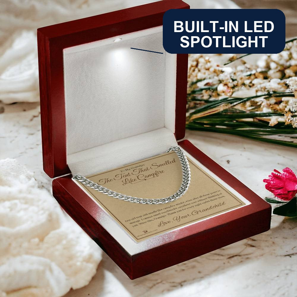 The Tent That Smelled Like Campfire - Cuban Link Chain for Grandfather - personalized keepsake gift from SKH Radiant Expressions