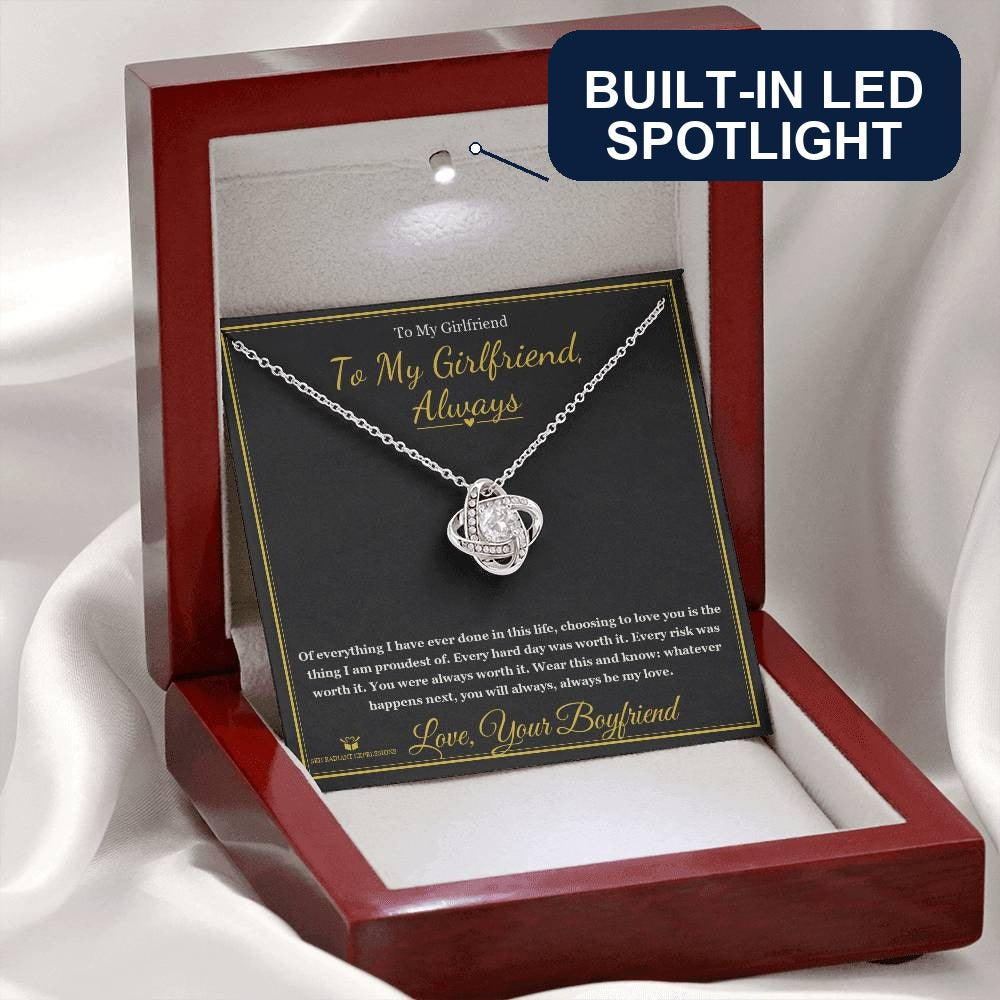 To My Girlfriend, Always - Love Knot Necklace for Girlfriend - personalized keepsake gift from SKH Radiant Expressions