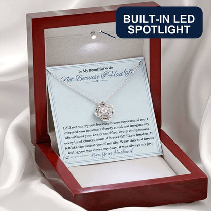 Engraved Love Knot Necklace with message for wife