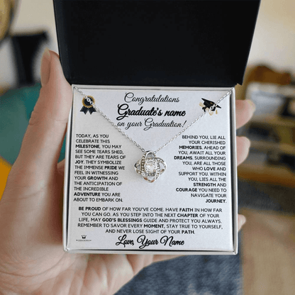 Engraved Love Knot Necklace with message for them