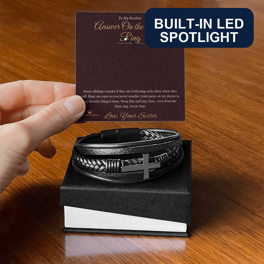 Answer On the First Ring - Men's Cross Bracelet for Brother