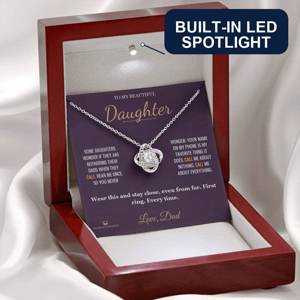 Answer On the First Ring - Love Knot Necklace for Daughter