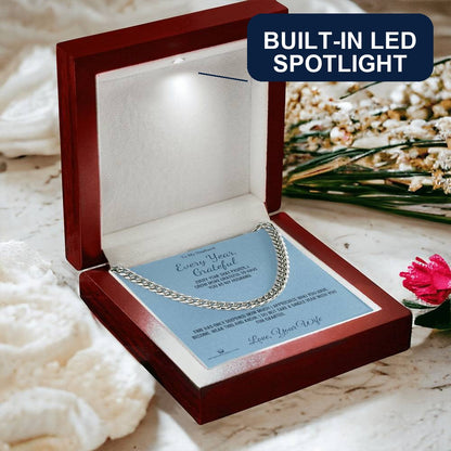Cuban Link Chain with personalized message card for husband