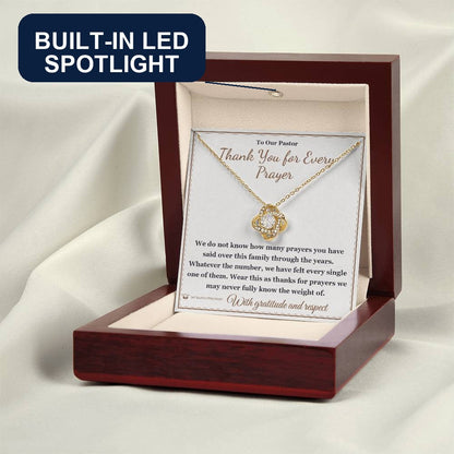 Love Knot Necklace engraved with your own words for pastor