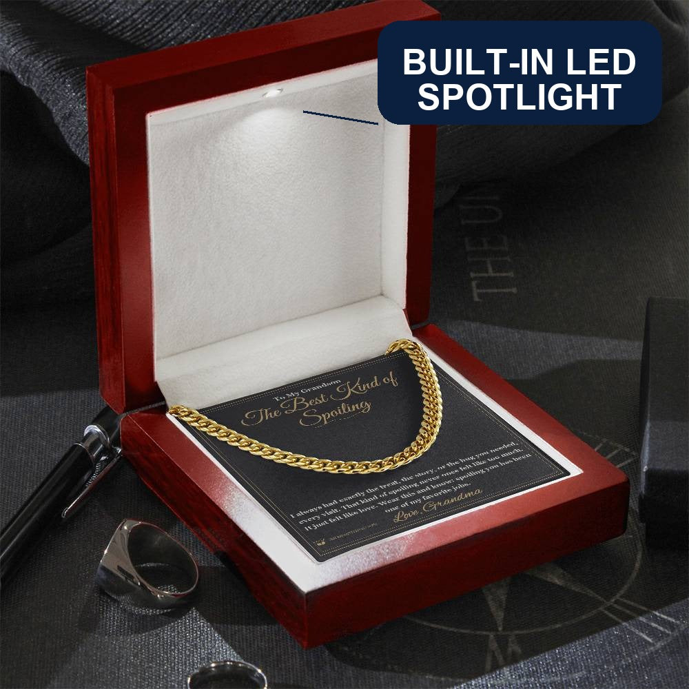 The Best Kind of Spoiling - Cuban Link Chain for Grandson - personalized keepsake gift from SKH Radiant Expressions