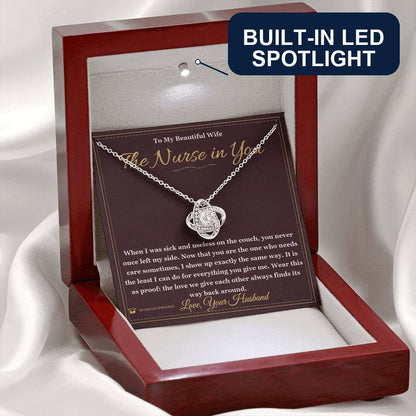 Engraved Love Knot Necklace with message for wife
