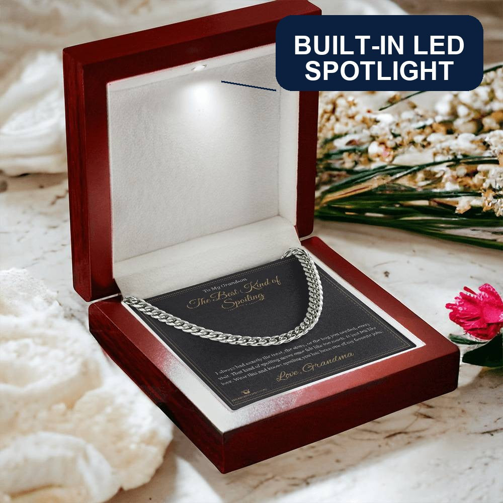 The Best Kind of Spoiling - Cuban Link Chain for Grandson - personalized keepsake gift from SKH Radiant Expressions