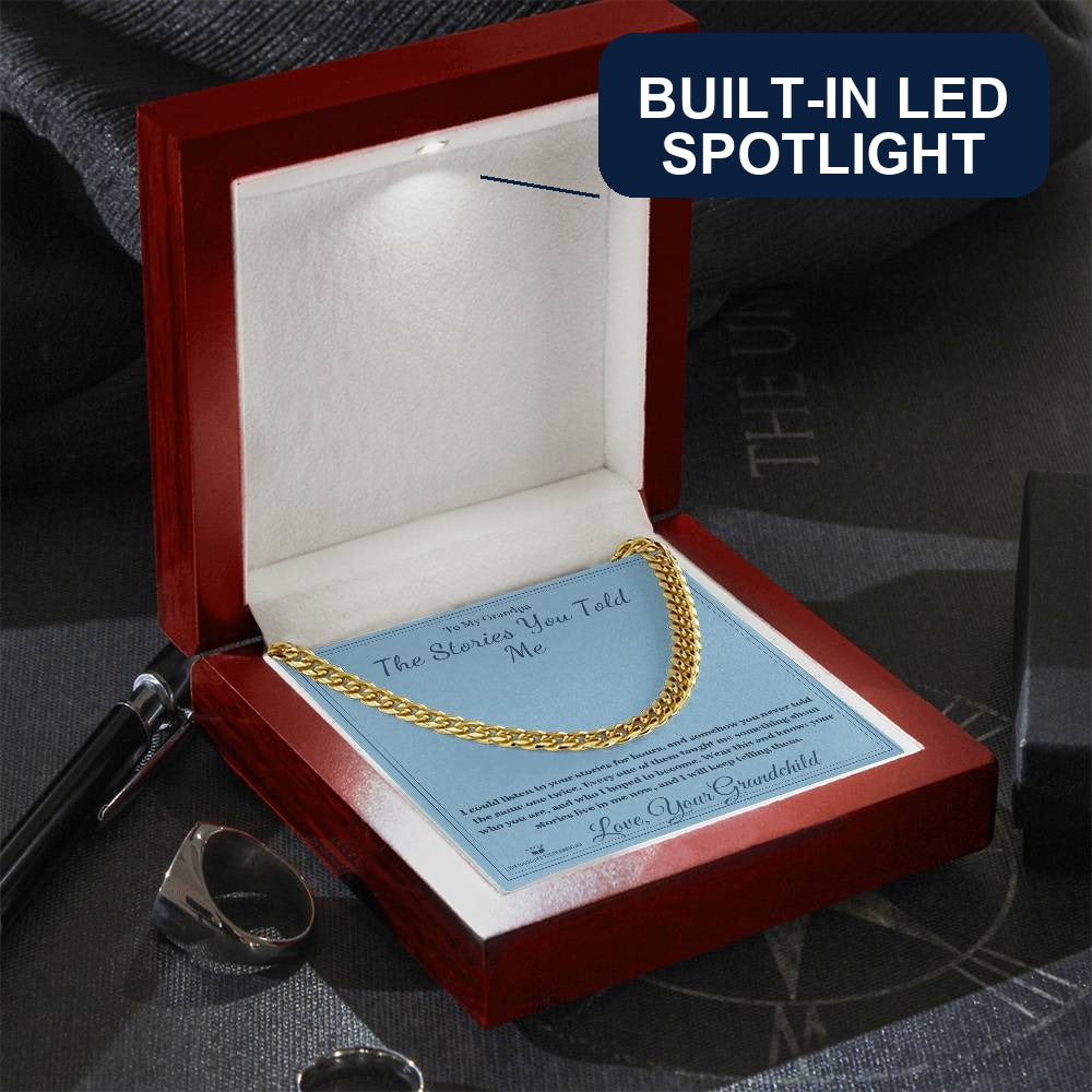The Stories You Told Me - Cuban Link Chain for Grandfather - personalized keepsake gift from SKH Radiant Expressions
