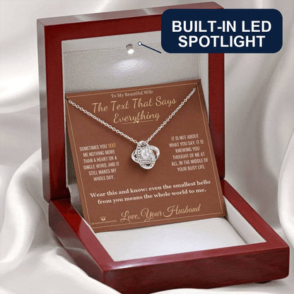 Love Knot Necklace with personalized message card for wife