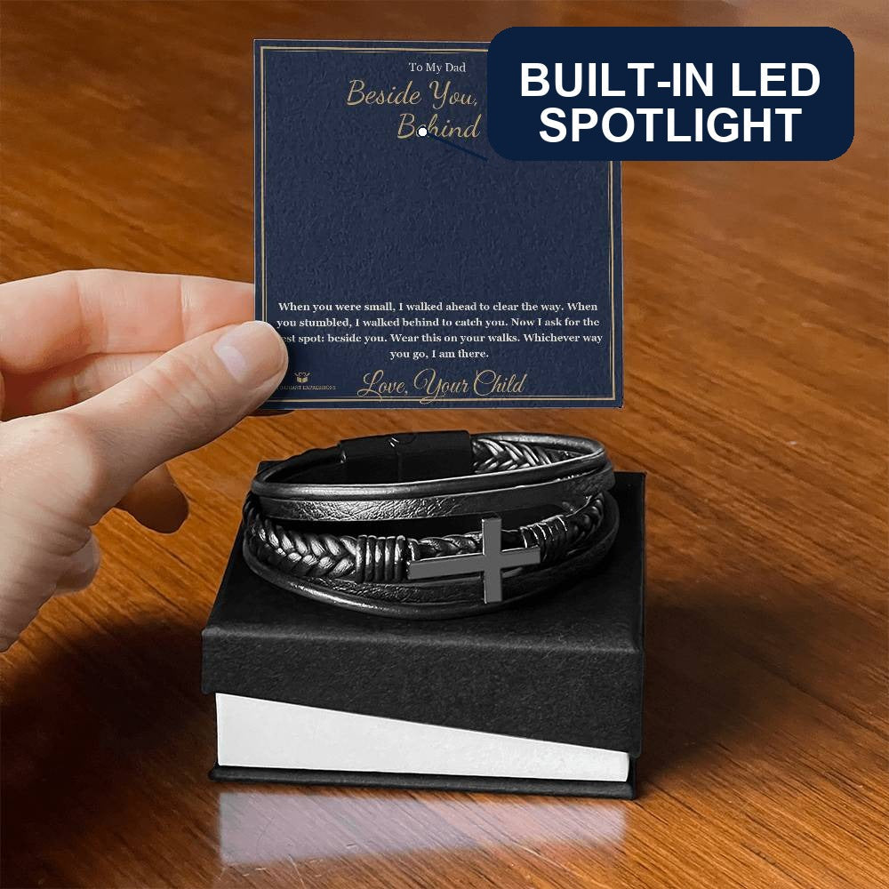 Beside You, Not Behind - Men's Cross Bracelet for Dad