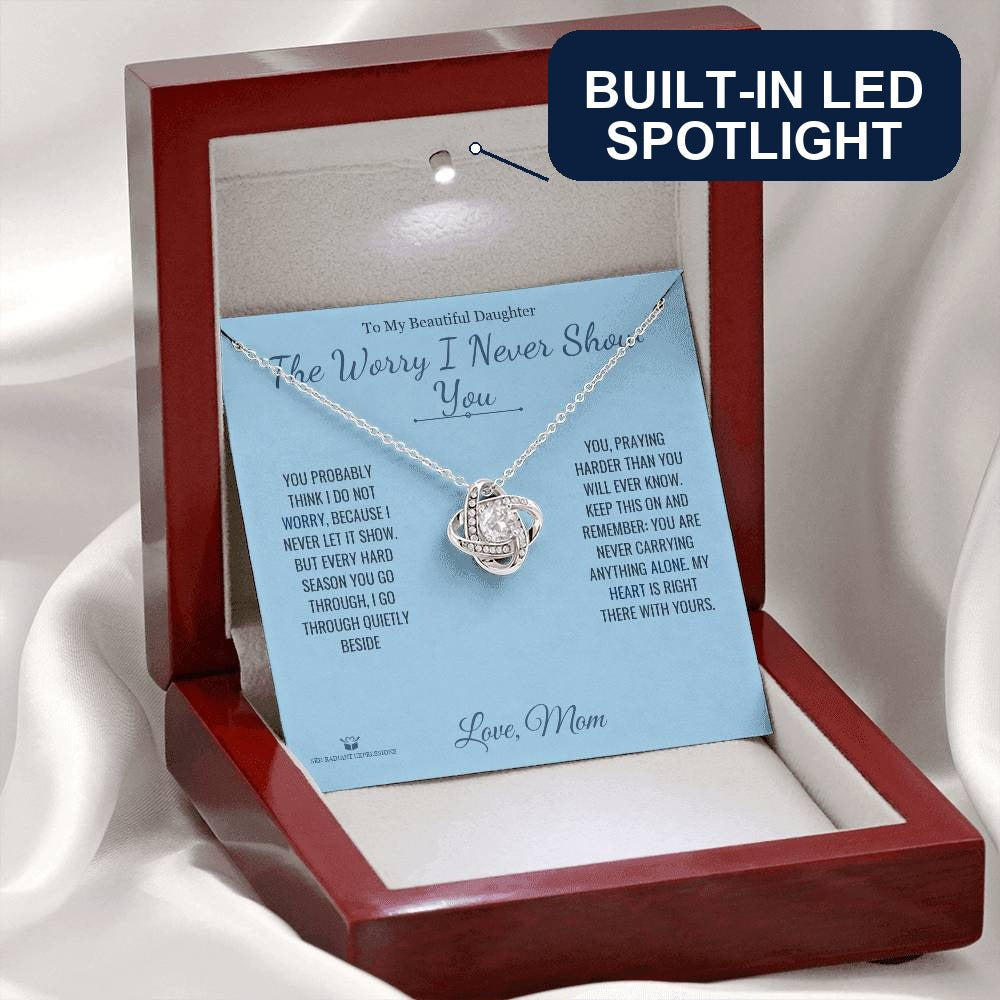 Love Knot Necklace with personalized message card for daughter