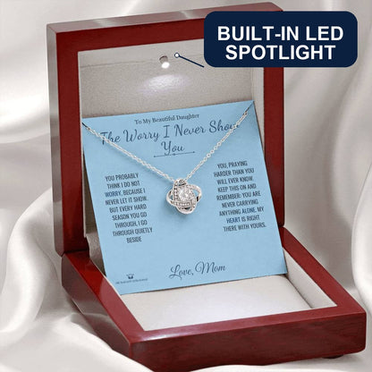 Love Knot Necklace with personalized message card for daughter