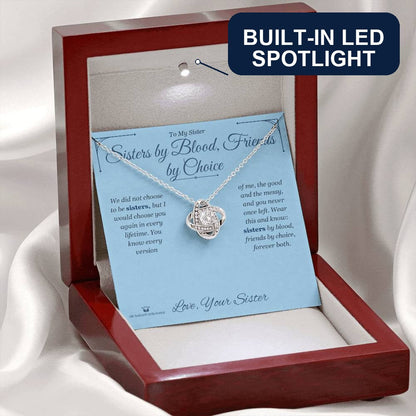 Love Knot Necklace with personalized message card for sister