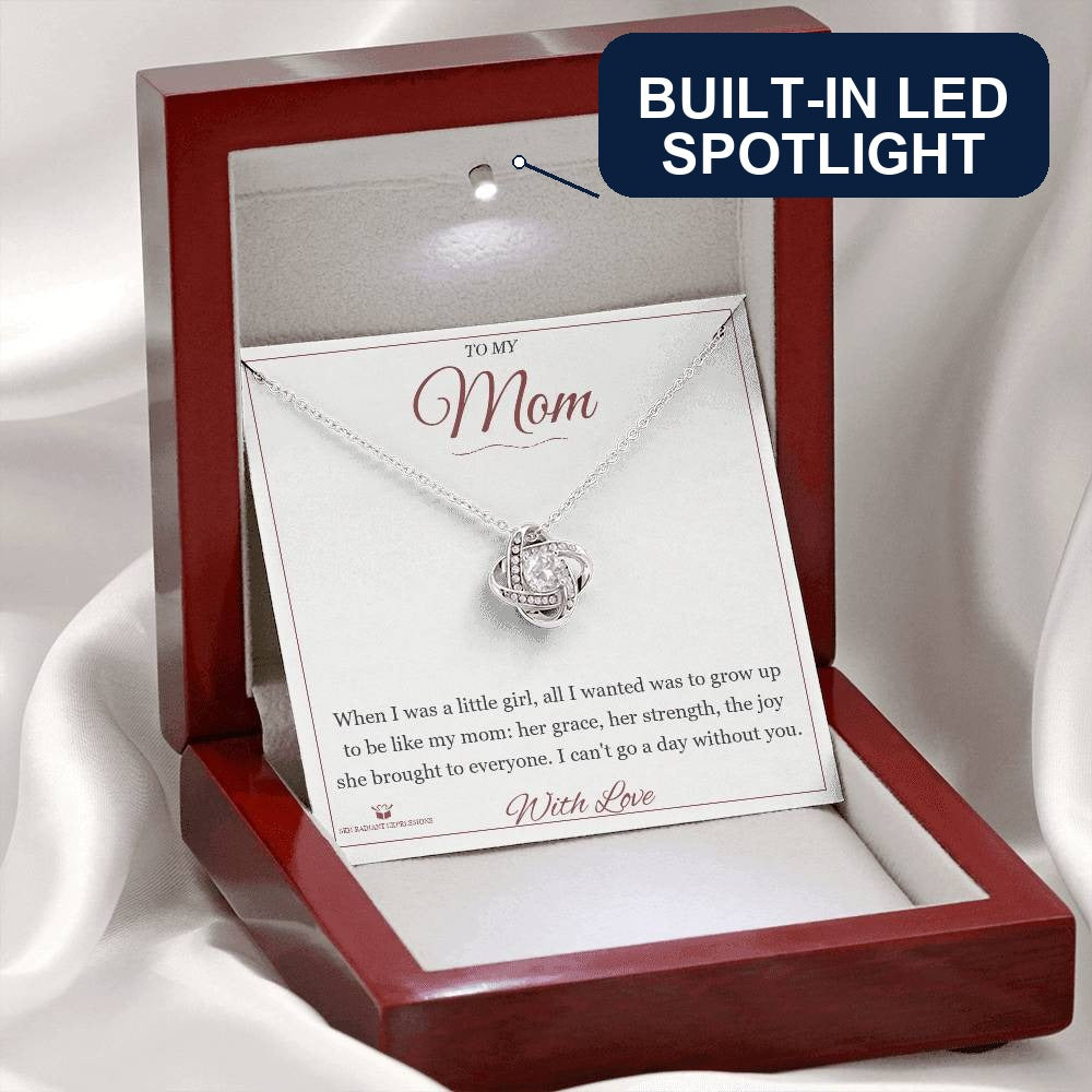 Love Knot Necklace engraved with your own words for mom