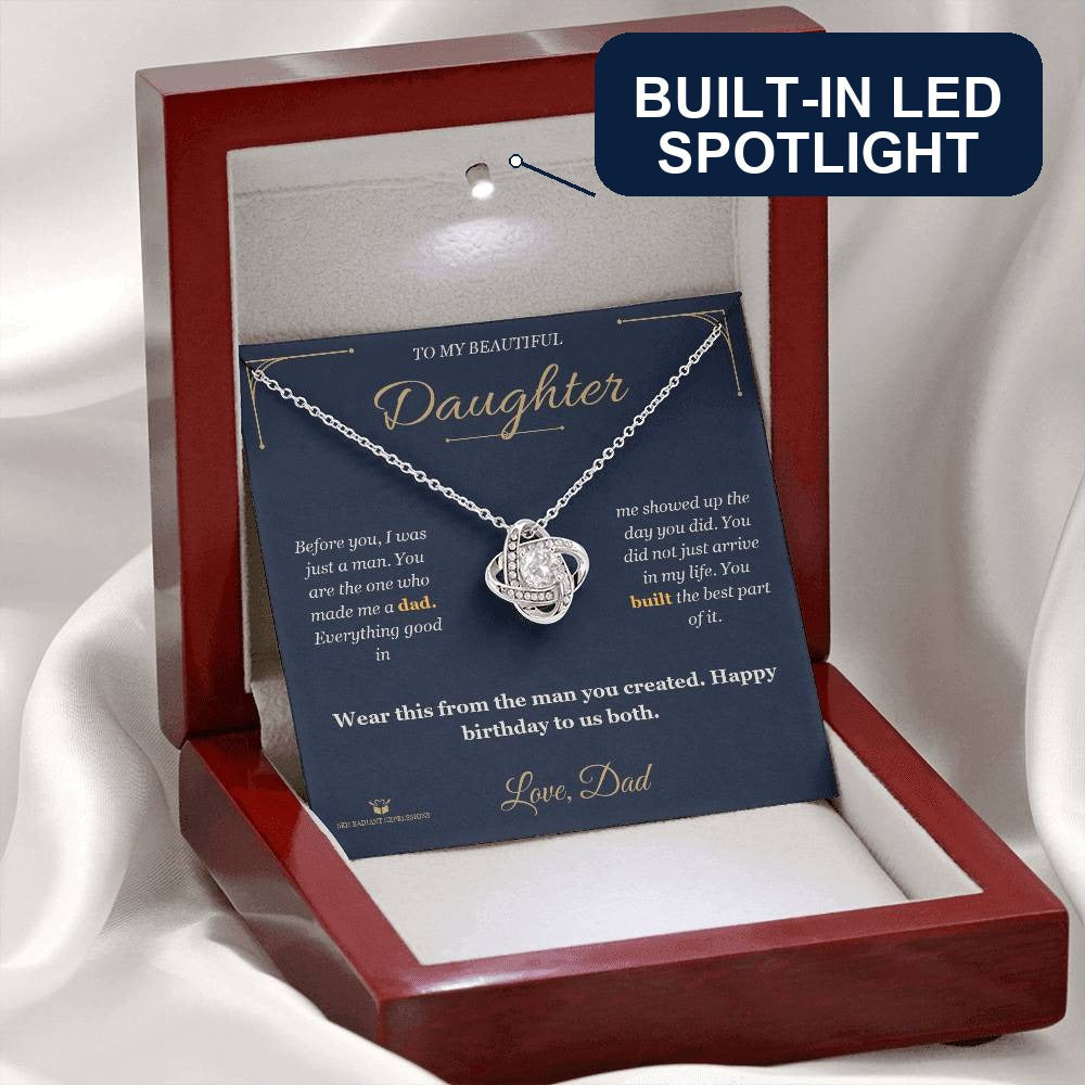 Love Knot Necklace with personalized message card for daughter