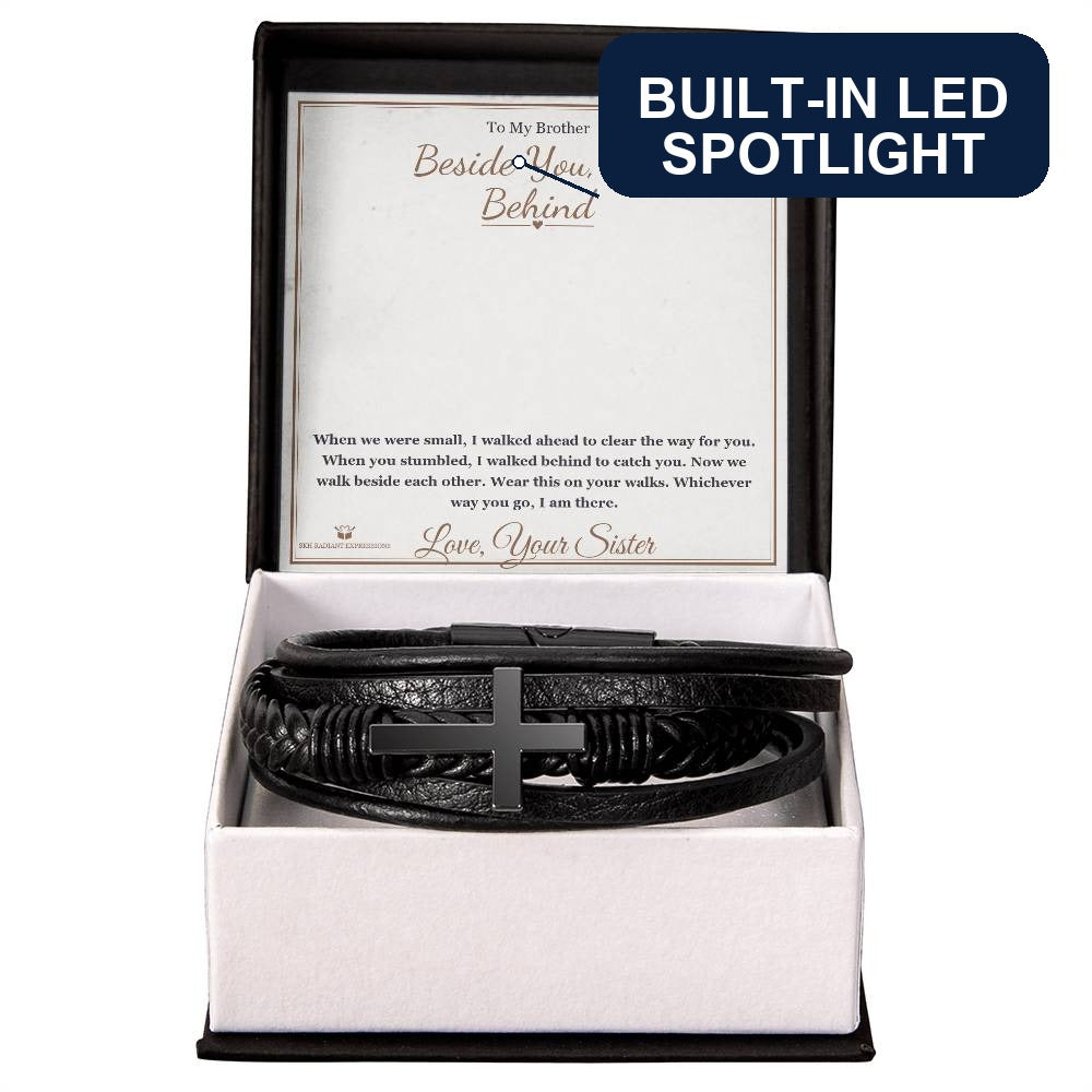 Beside You, Not Behind - Men's Cross Bracelet for Brother