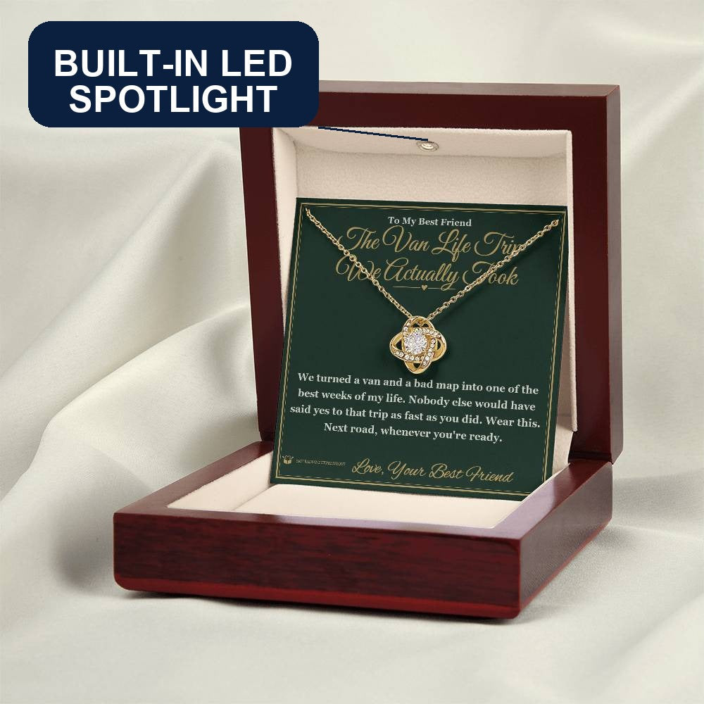 Love Knot Necklace engraved with your own words for best friend