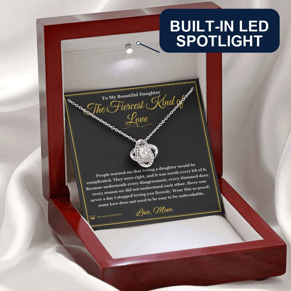 Engraved Love Knot Necklace with message for daughter