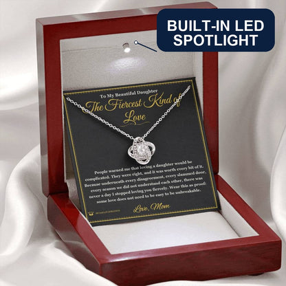 Engraved Love Knot Necklace with message for daughter