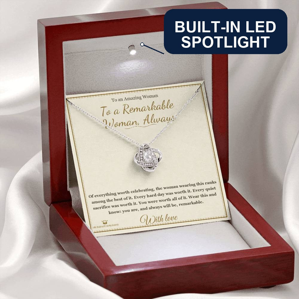 To a Remarkable Woman, Always - Love Knot Necklace for Her - personalized keepsake gift from SKH Radiant Expressions