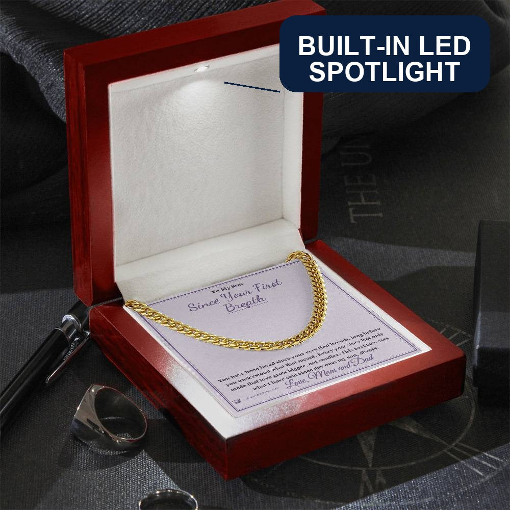 Since Your First Breath - Cuban Link Chain for Son - personalized keepsake gift from SKH Radiant Expressions