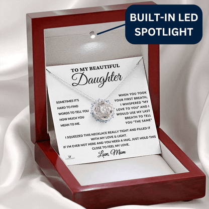 Meaningful gift for her - Love Knot Daughter Necklace with Message Card