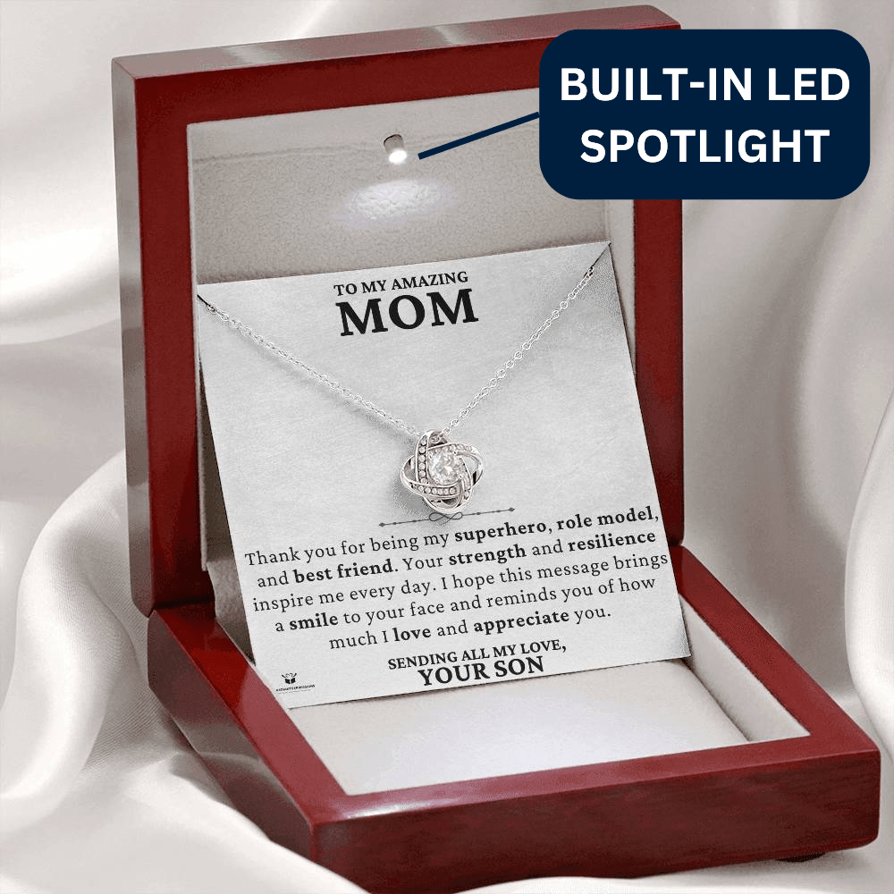 A Son's Loving Message to His Superhero Mom - Love Knot Neckalce