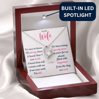 Necklace A Hand to Hold with personalized message card for wife