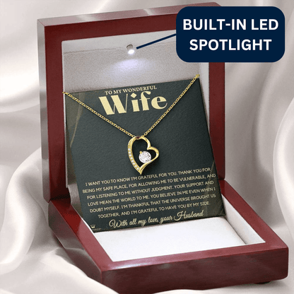 Forever Love Necklace with personalized message card for wife