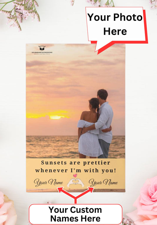 Personalized Sunset Love Gallery Wrapped Canvas: Your Names & Photo - A Heartfelt Gift For Couples