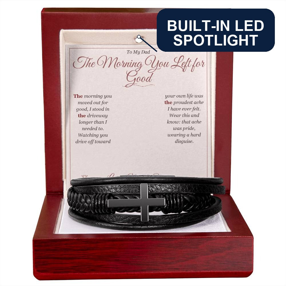 Men's Cross Bracelet with personalized message card for dad